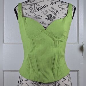 Zara Lime Green Cropped Bustier Tank Top  Size M
